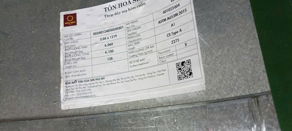 Tôn Thép Dạng Cuộn Tấm Băng Mạ Kẽm GI Hoa Sen Độ Dày 2.95mm 2.98mm 3.0mm lớp mạ Z08 Z100 Z140 Z180 Z200 Z275 Z350 mác thép G250 G350 G450 G550